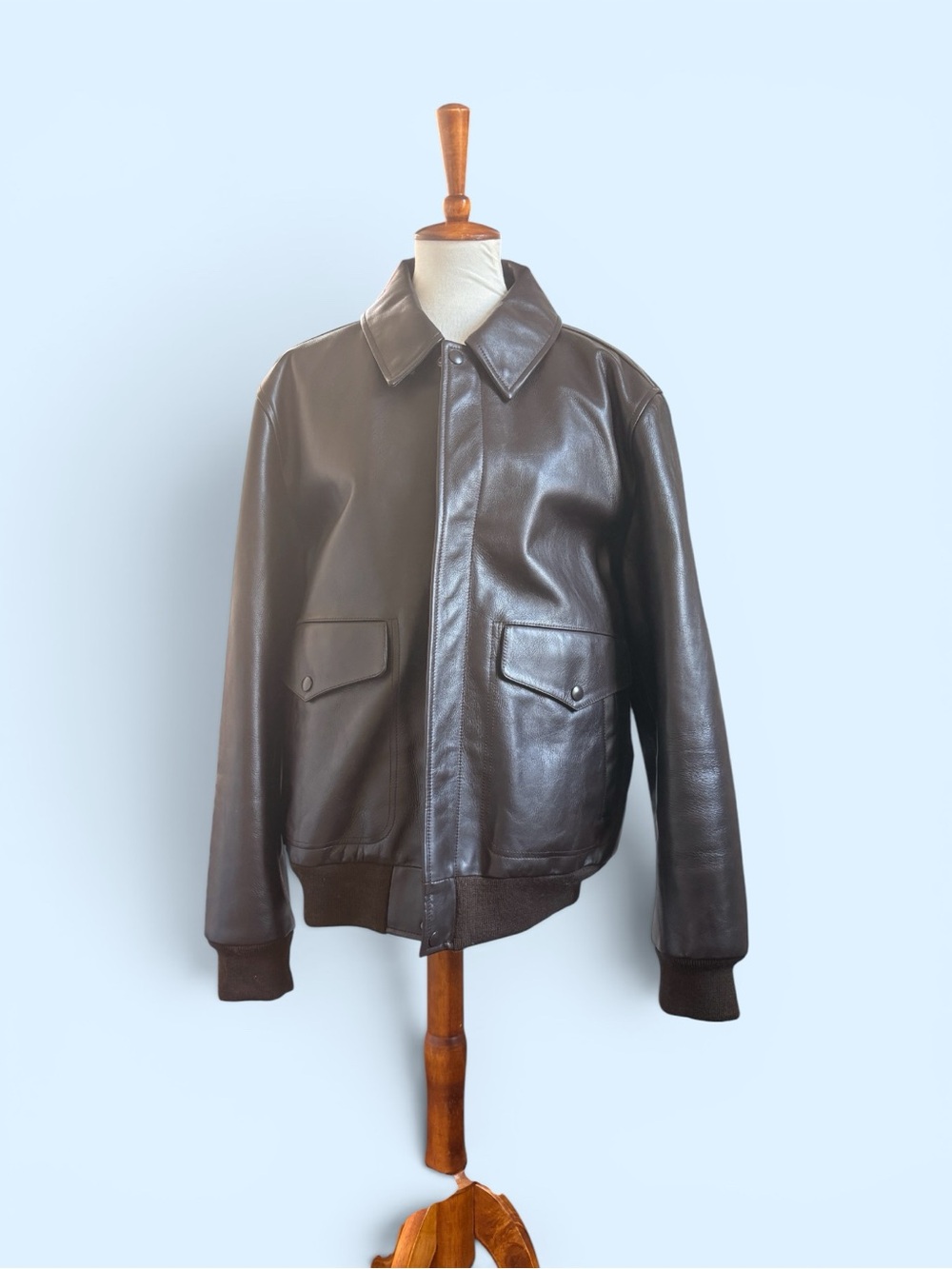 J Crew men Classic Brown Leather Bomber Jacket